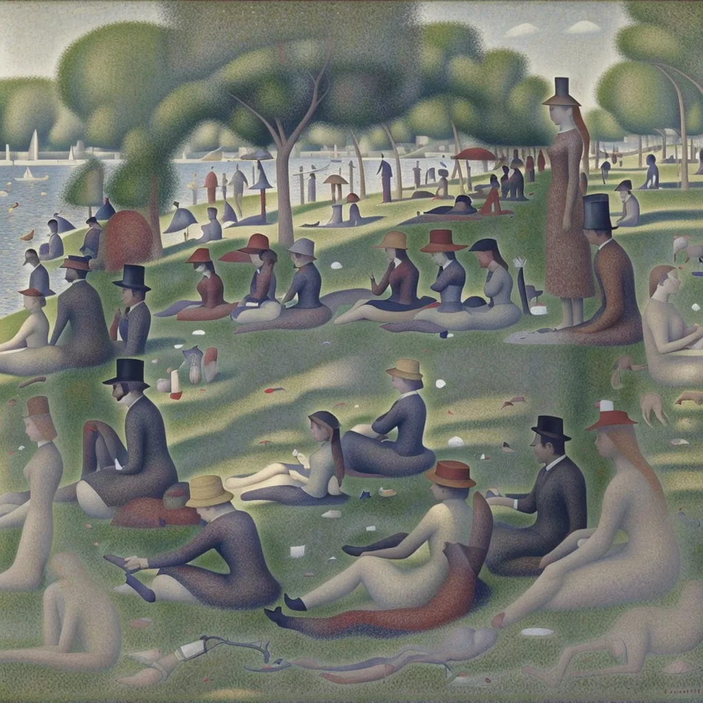 1886 - A Sunday Afternoon on the Island of La Grande Jatte - Georges Seurat